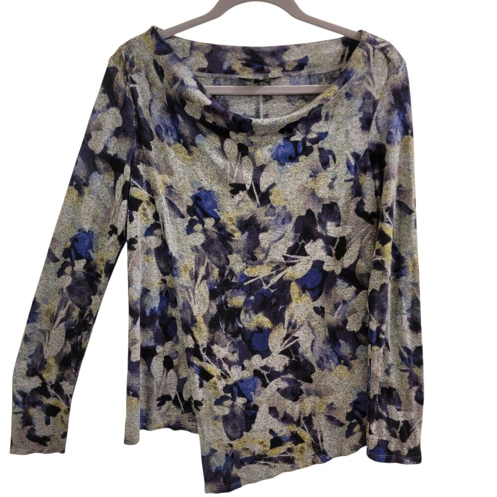 Simply Vera Vera Wang Floral Asymmetrical Long Sleeve Top Size S